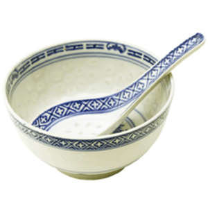 Miska s lžičkou rýžový porcelán 11cm