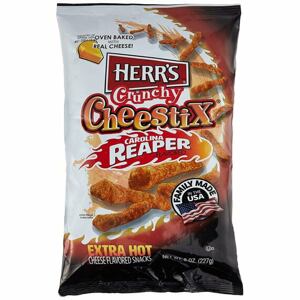 Herr's Cheestix kukuřičné křupky s příchutí papriček Carolina Reaper 227 g